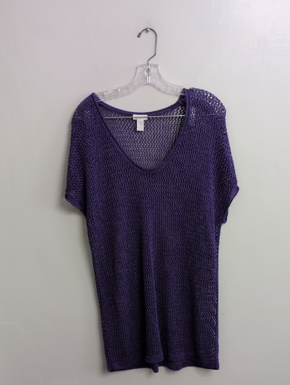 Chicos Open Knit Purple Tunic Top